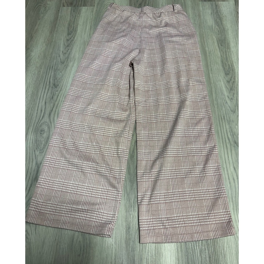 Haver and Blair Womens Wide Leg Houndstooth Plaid Pants XS Brown Black White